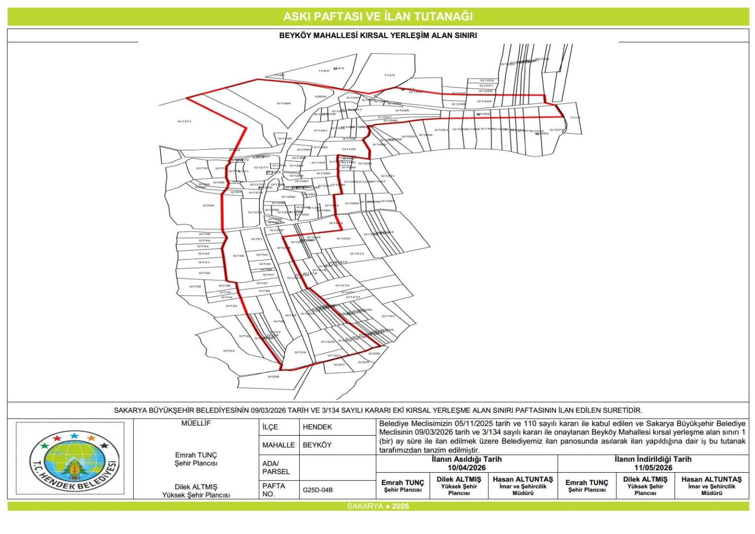 Beyköy Mah. Kırsal Yerleşme Alanı Belirlenmesi İlanı